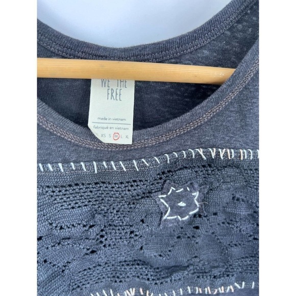 Free People We The Free Window Crochet Star Crop Tank Top Black Size Medium - Picture 4 of 9
